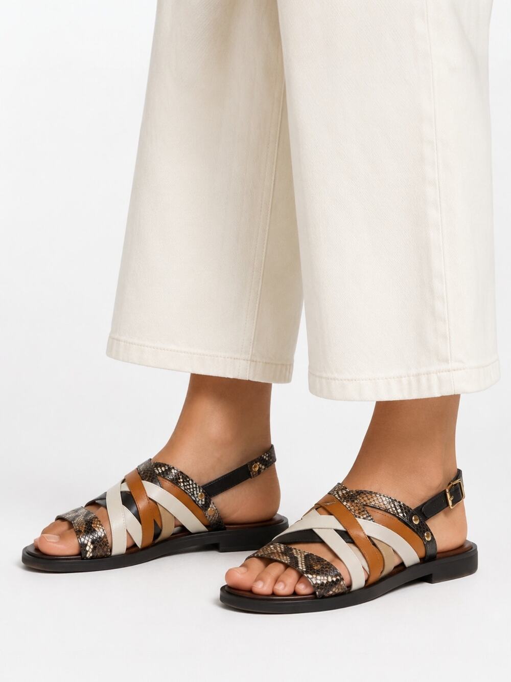 Cole Haan Francie Slingback Flat Sandal Animal Print Size 6.5M